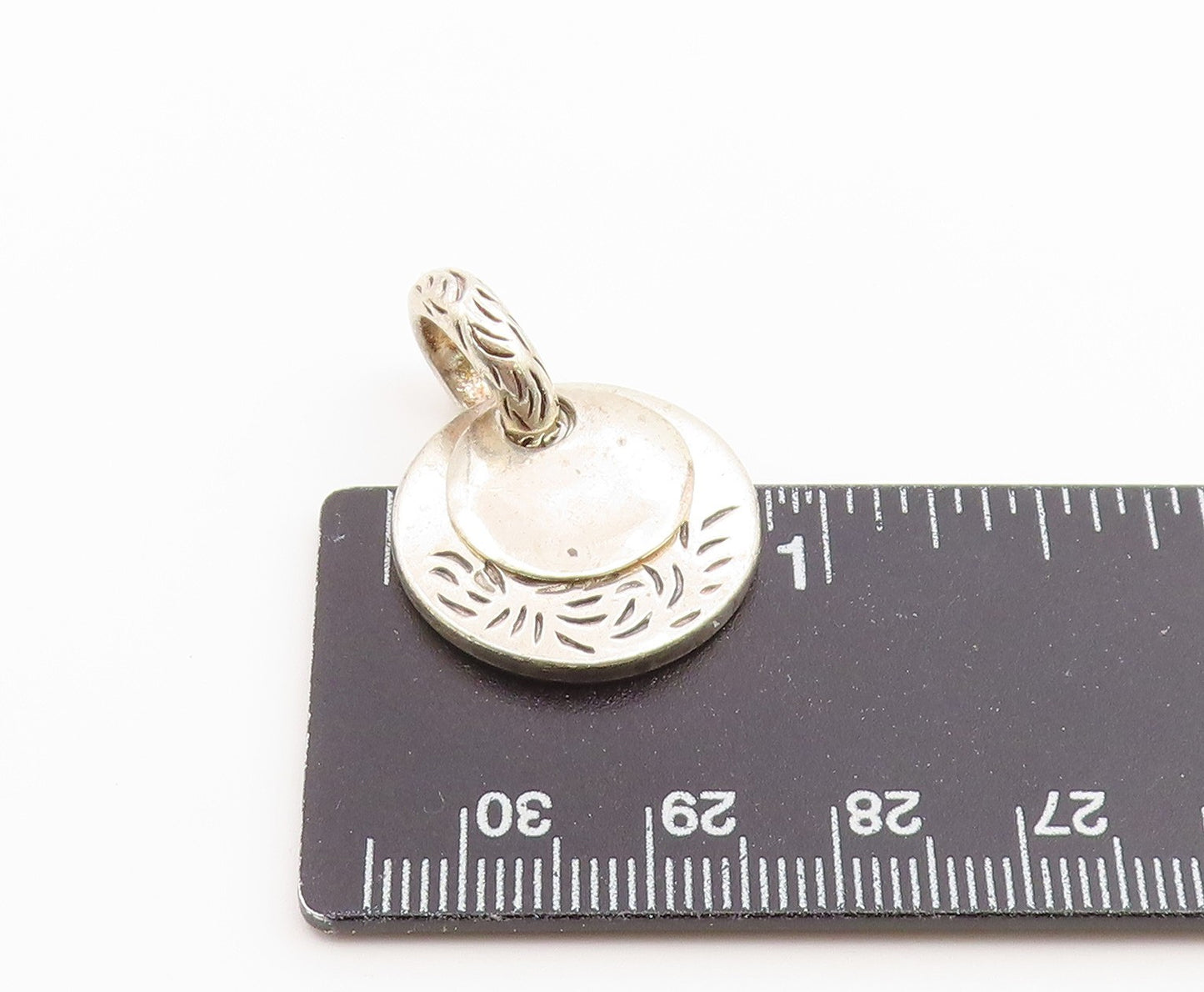 925 Sterling Silver Vintage Pendant SILPADA Etched Double Circle Charm  PT26565