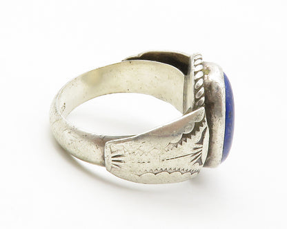 NAVAJO 925 Silver  Vintage Lapis Lazuli Twist Cocktail Ring Sz 11.5  RG14509