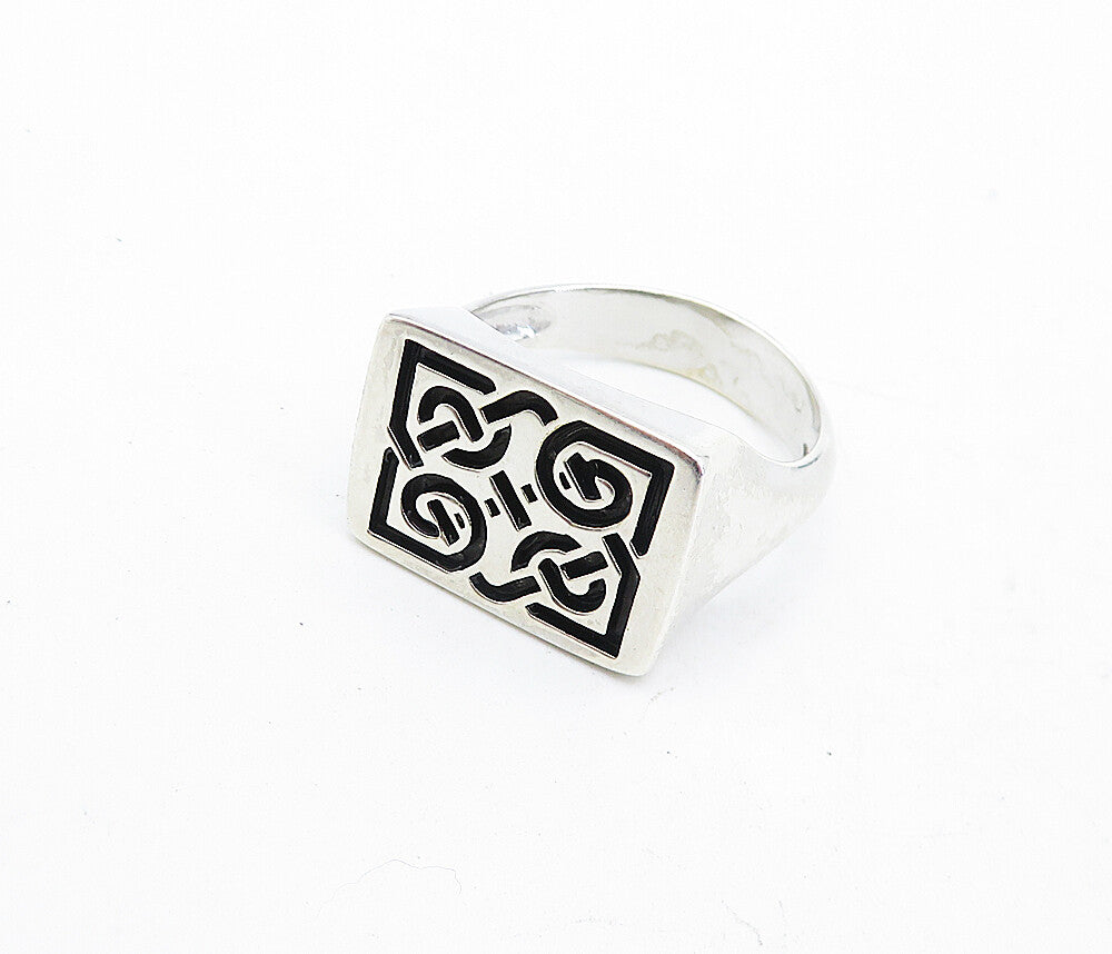 925 Sterling Silver  Shiny Celtic Knot Square Dome Band Ring Sz 11.5  RG5434