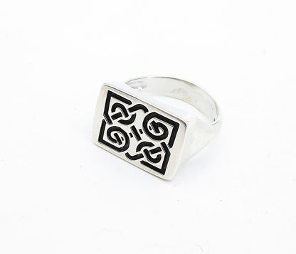 925 Sterling Silver  Shiny Celtic Knot Square Dome Band Ring Sz 11.5  RG5434