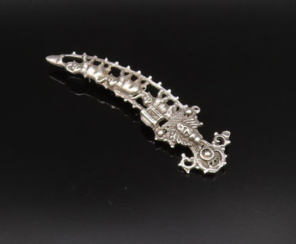 925 Sterling Silver  Vintage Antique Elephant Cutout Sword Brooch Pin  BP9965