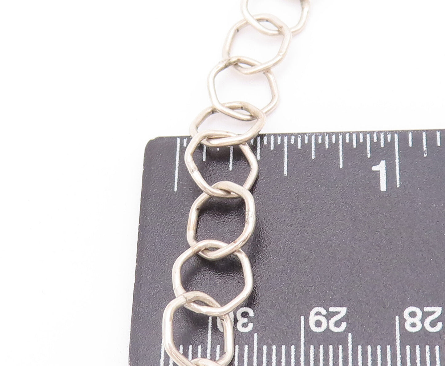 925 Sterling Silver Vintage Necklace Rough Dented Ring Liked Large Bead  NE4244
