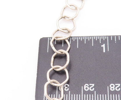 925 Sterling Silver Vintage Necklace Rough Dented Ring Liked Large Bead  NE4244