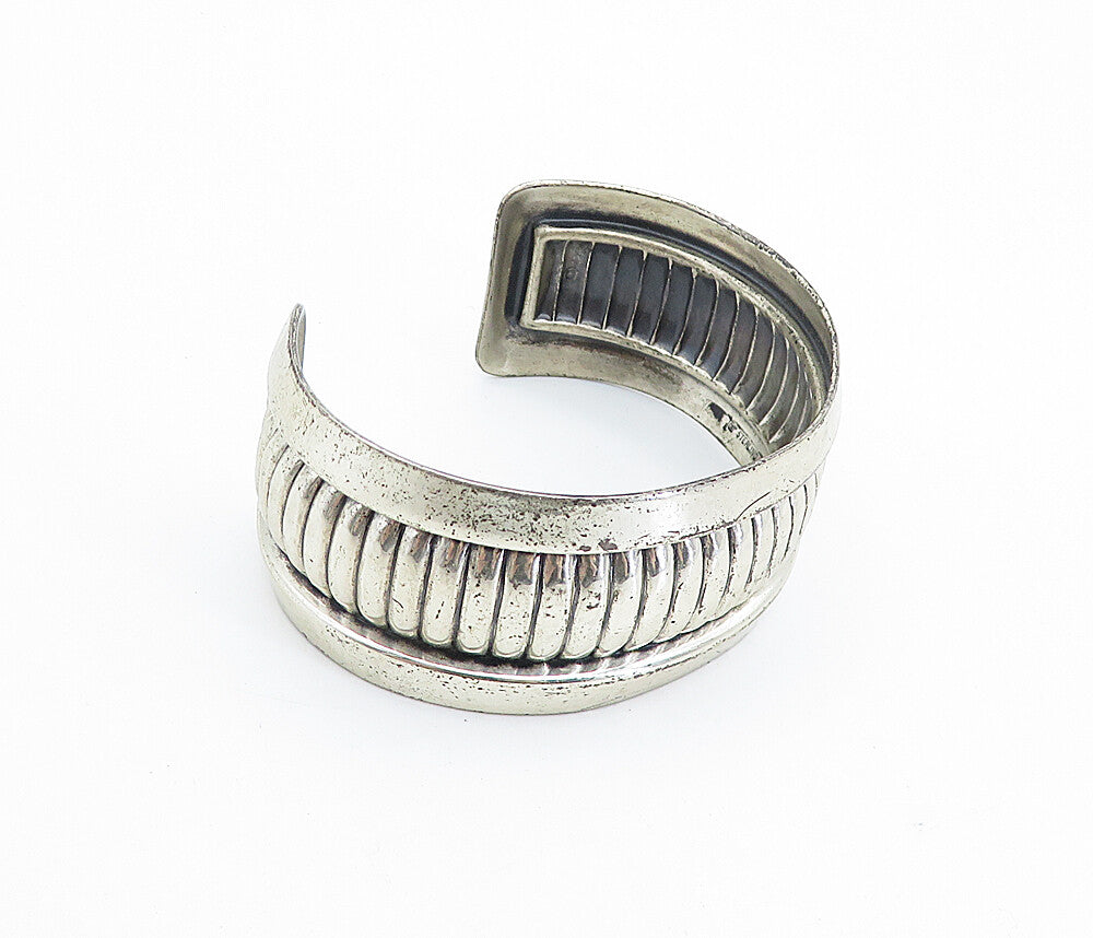 POST BELL TRADING 925 Sterling Silver  Vintage Fluted Cuff Bracelet  BT3199