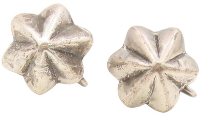 925 Sterling Silver Vintage Earrings Solid Modernist Floral Screw Back  EG13901