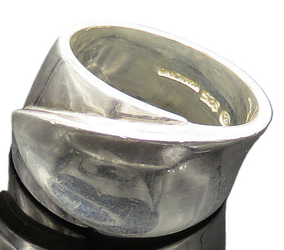 925 Sterling Silver Vintage Shiny Wrap Around Design Band Ring Sz 8 RG20028