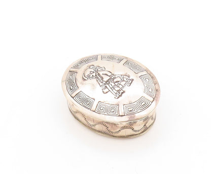 925 Sterling Silver Vintage Pill Box RTT NAVAJO Carved Girl (OPENS)  TR3793
