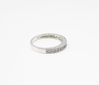925 Sterling Silver  White Cubic Zirconia Band Ring Sz 9  RG2954
