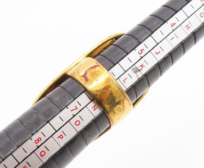 925 Sterling Silver Vintage Ring Gold Plated Hammered Shield Band  Sz 6  RG36947