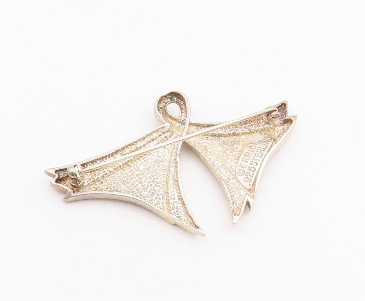 ELIZABETH ERRICO 925 Silver  Vintage Shiny Ribbon Motif Brooch Pin  BP9269