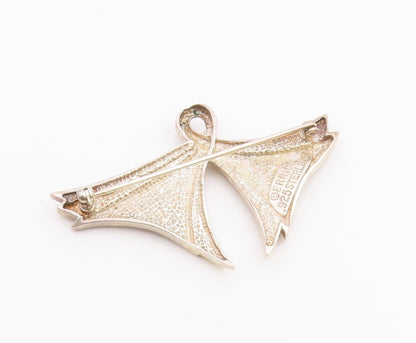 ELIZABETH ERRICO 925 Silver  Vintage Shiny Ribbon Motif Brooch Pin  BP9269