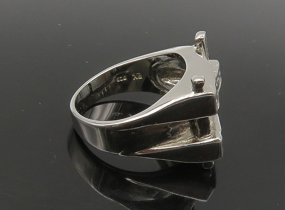 925 Sterling Silver  Vintage Cubic Zirconia Large Band Ring Sz 11  RG23613