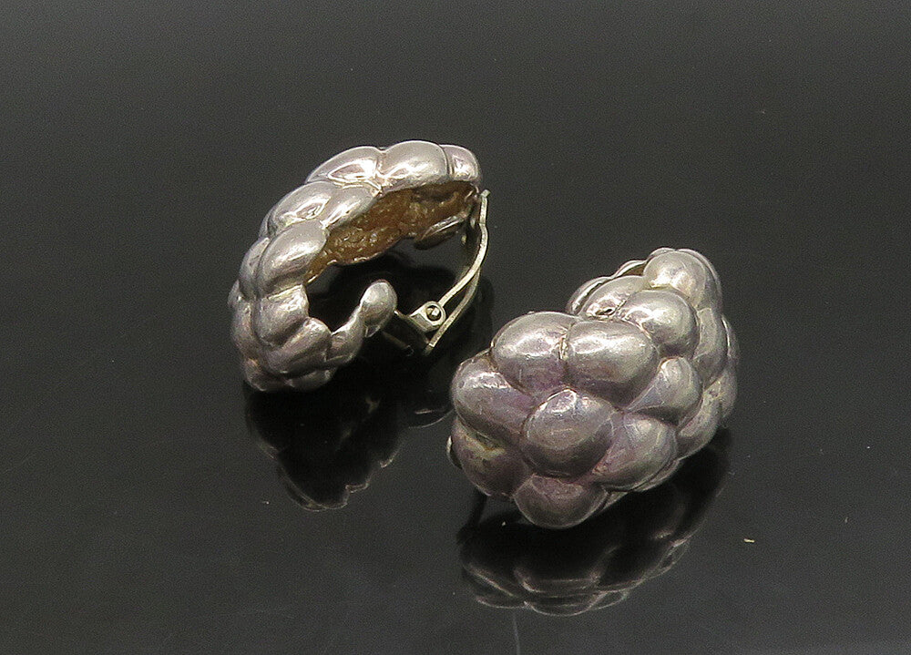 PB 925 Sterling Silver  Vintage Modernist Heavy Non Pierce Earrings  EG11426