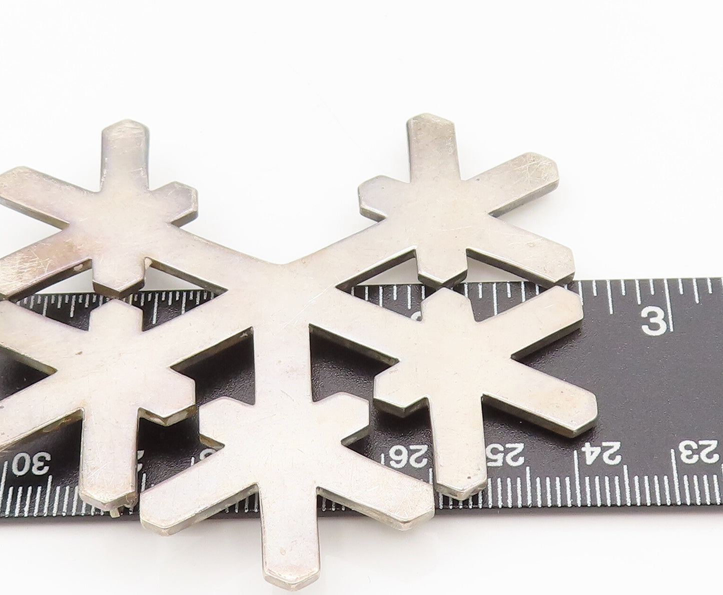 925 Sterling Silver  Vintage Large Snowflake Christmas Brooch Pin  BP10358
