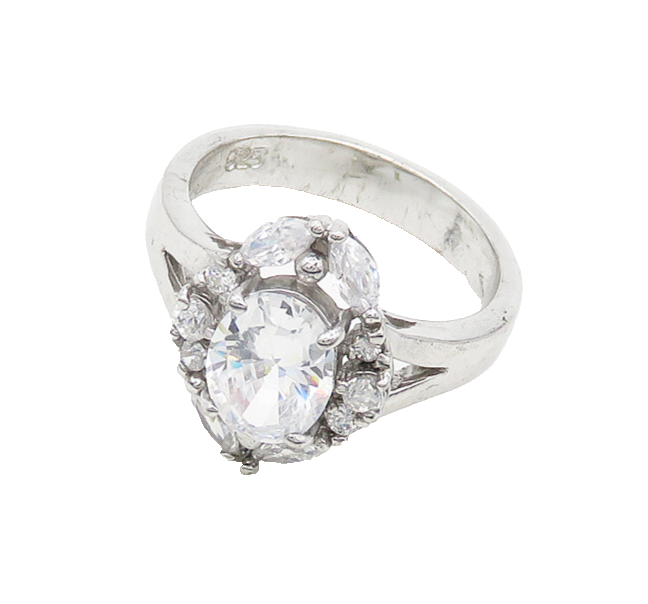 925 Sterling Silver  Vintage Sparkling Cubic Zirconia Band Ring Sz 8.5 RG19880