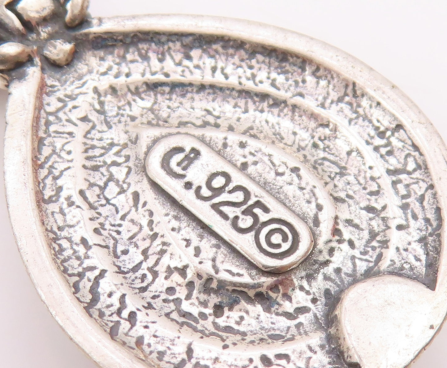 CAROLYN POLLACK 925 Silver  Vintage Ribbed & Rope Turquoise Pendant  PT21771