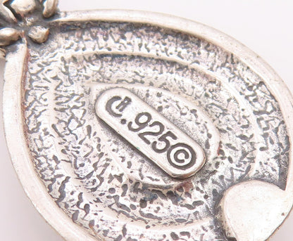 CAROLYN POLLACK 925 Silver  Vintage Ribbed & Rope Turquoise Pendant  PT21771