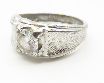 LIND 925 Sterling Silver  Vintage Cubic Zirconia Large Band Ring Sz 11 RG11672
