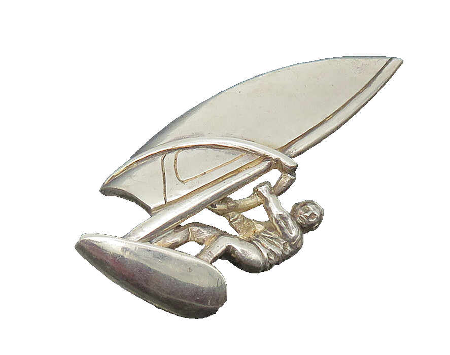 925 Sterling Silver  Vintage Shiny Wind Surfer Sports Motif Trinket  TR2324