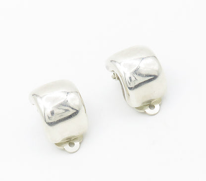925 Sterling Silver  Vintage Shiny Smooth Curved Non Pierce Earrings  EG8538