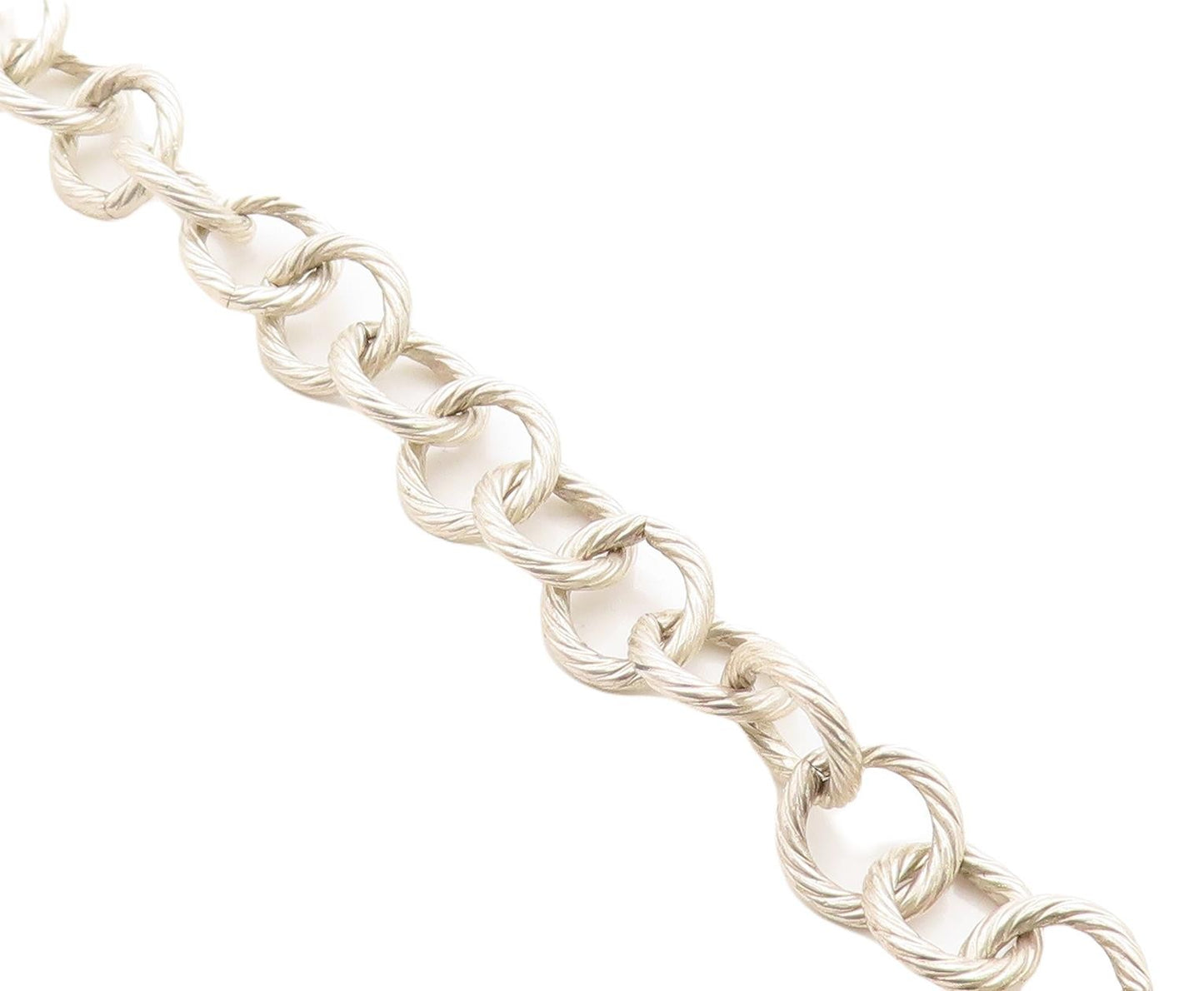 925 Sterling Silver  Vintage Round Twist Circle Link Chain Bracelet  BT1478