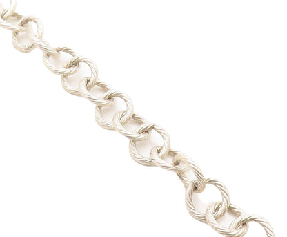 925 Sterling Silver  Vintage Round Twist Circle Link Chain Bracelet  BT1478