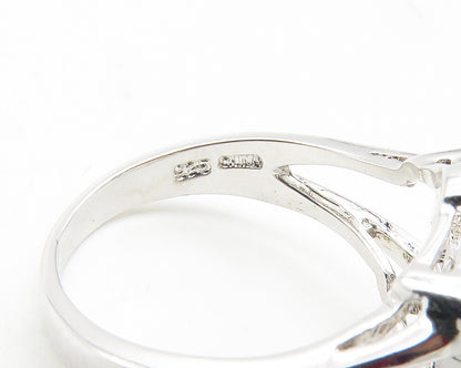 925 Sterling Silver  Sparkling Cubic Zirconia Floral Band Ring Sz 6  RG11902