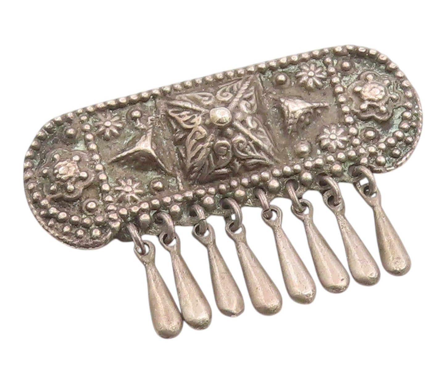 925 Sterling Silver Vintage Brooch Pin MEXICO Classic Floral Swirl Motif BP12465