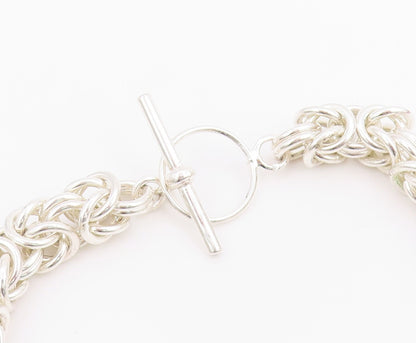 925 Sterling Silver Vintage Necklace Intricate Woven Solid Byzantine Link NE4826