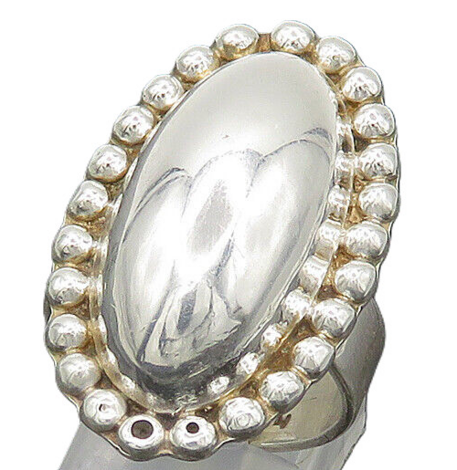 MEXICO 925 Silver  Vintage Shiny Oval Bubble Dome Band Ring Sz 8.5  RG20659