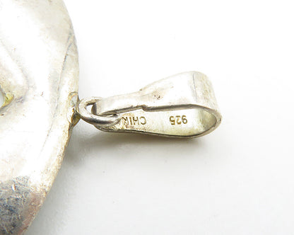 925 Sterling Silver  Vintage Enamel Striped Open Circle Drop Pendant  PT11477