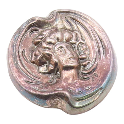 MEXICO 925 Silver  Vintage Oxidized Modernist Woman's Face Brooch Pin  BP4795