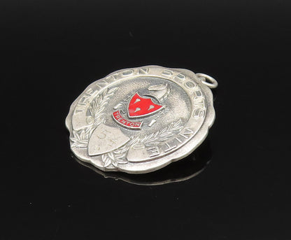 JOSTEN 925 Silver  Vintage Antique 1954 Enamel Trenton Sport Brooch Pin BP9727