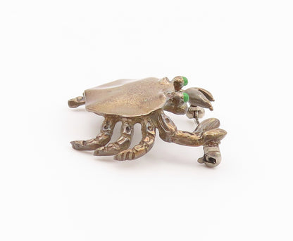 925 Sterling Silver Vintage Brooch Pin Classic Turquoise Eye Crab Cutout BP12630