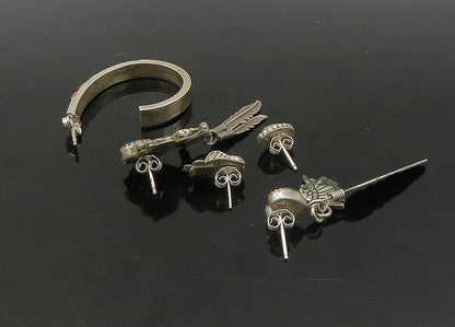 ZUNI NAVAJO 925 Sterling Silver Vintage Multi Stone Lot Single Earrings EG11262