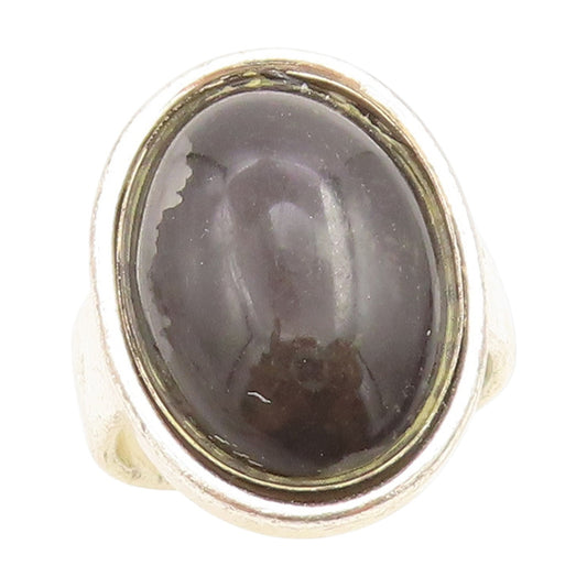 925 Sterling Silver Vintage Ring CORO Oval Cabochon Onyx Band  Sz 6  RG33815