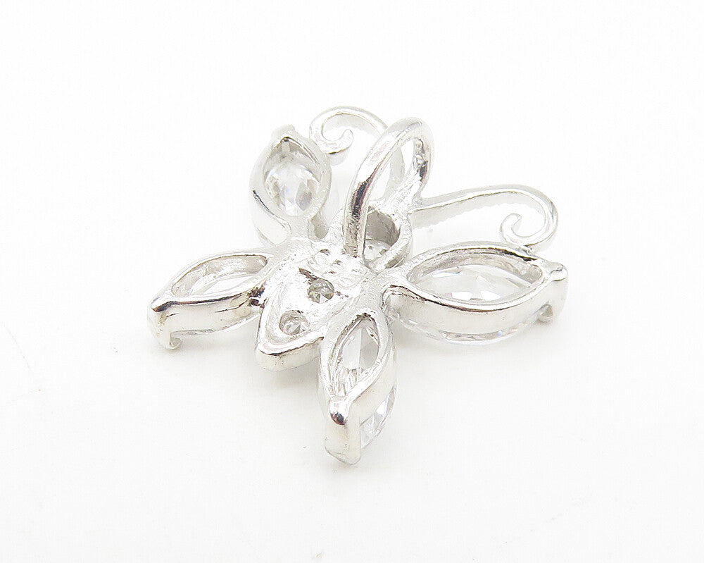925 Sterling Silver  Sparkling Cubic Zirconia Butterfly Motif Pendant  PT9303