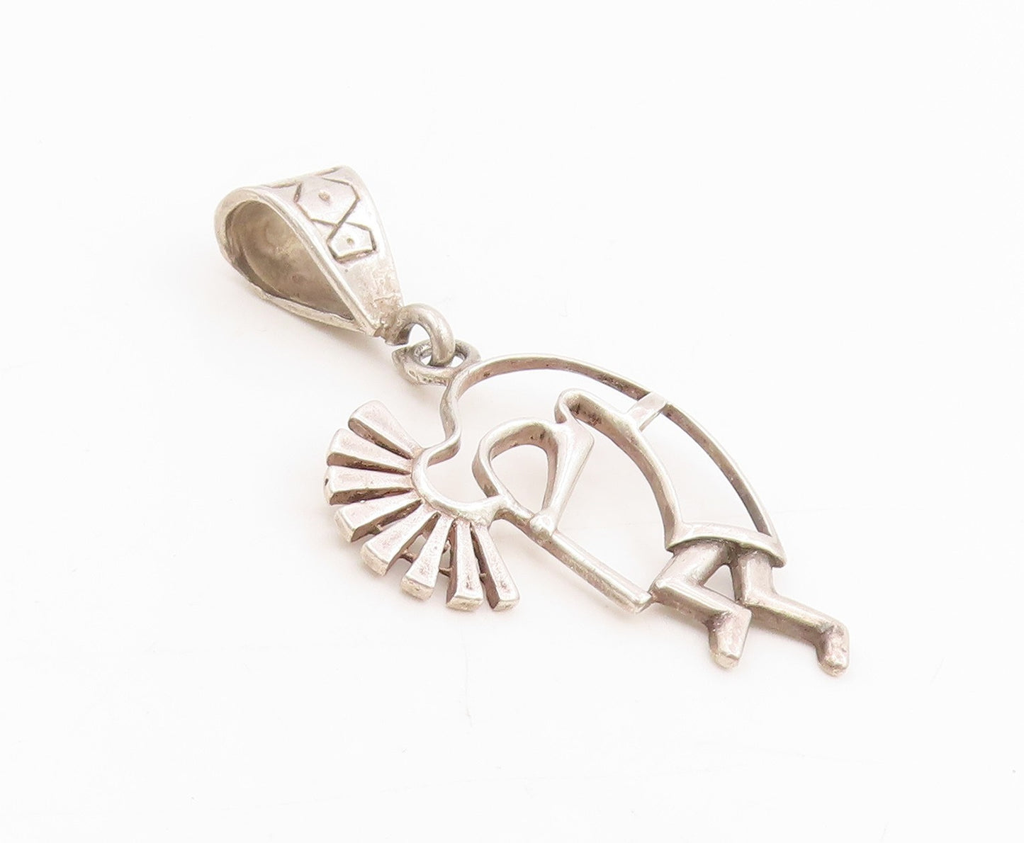 925 Sterling Silver Vintage Pendant Kokopelli Flute Player Outline Charm PT25512