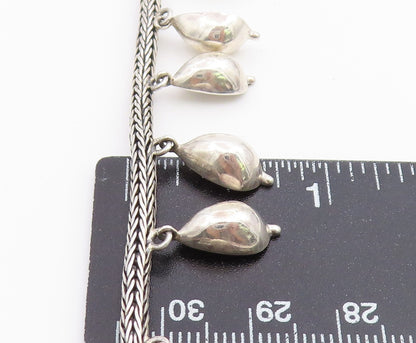 925 Sterling Silver Vintage Necklace Classic Foxtail Chain With Droplets  NE4891