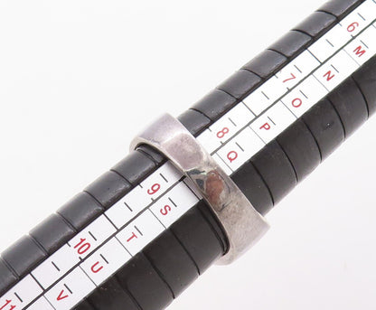 925 Sterling Silver Vintage Ring Grooved Lines Round Smoky Quartz Sz 8.5 RG31673