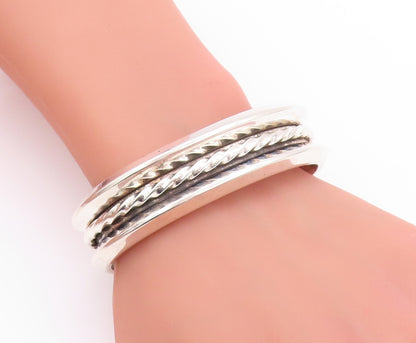 925 Sterling Silver Vintage Bracelet ZUNI Solid Twisted Rope Band Cuff  BT11228