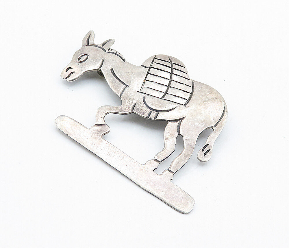 TAXCO 925 Sterling Silver  Vintage Etched Detail Donkey Brooch Pin  BP2809