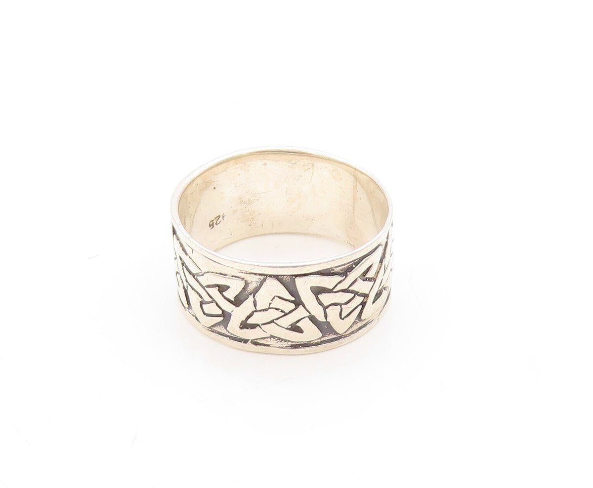 925 Sterling Silver Vintage Ring Minimalist Celtic Design Grooved  Sz 7  RG31295
