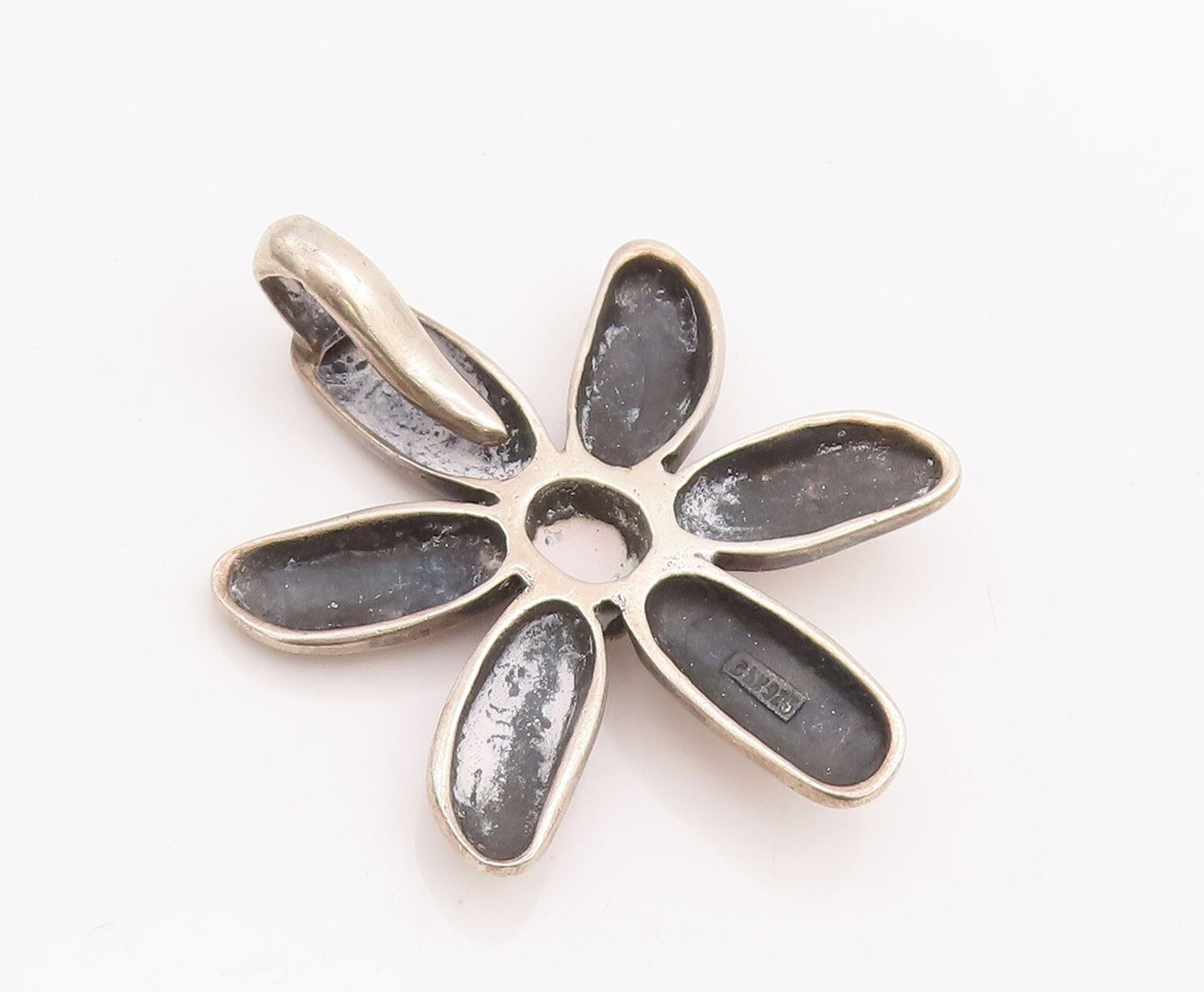 925 Sterling Silver Vintage Pendant Large Cutout Solid Flower  PT23362
