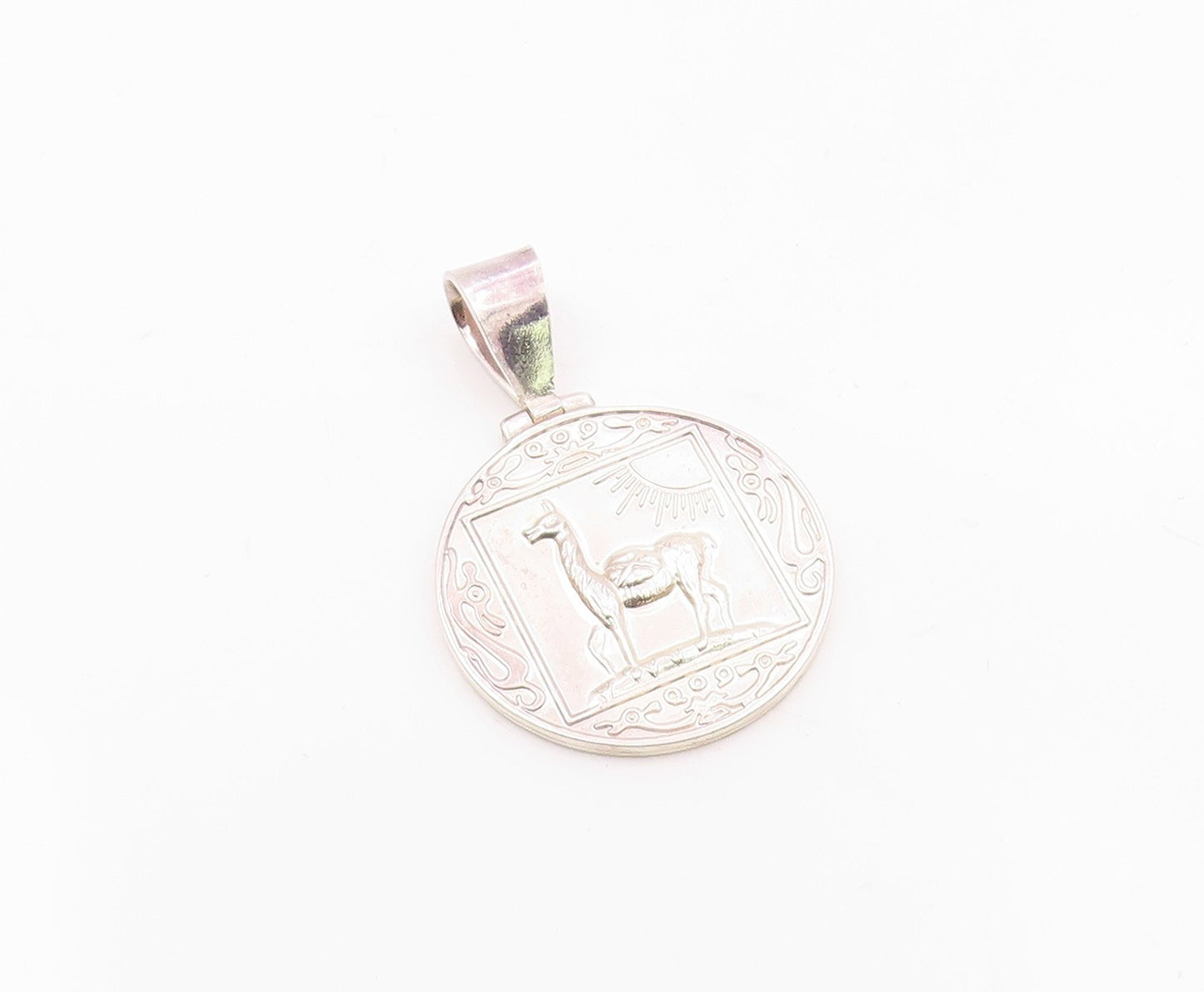925 Sterling Silver Vintage Desert Egypt Hieroglyphics Tribe Pendant PT20830
