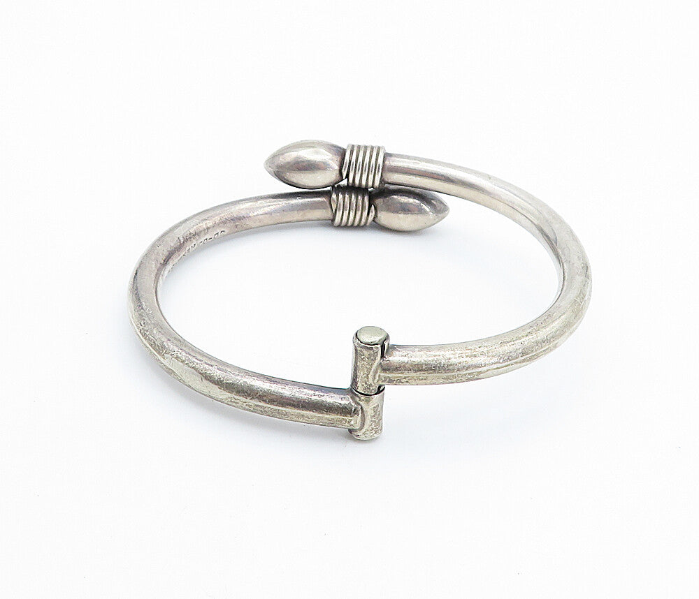MEXICO 925 Sterling Silver Vintage Pointed Bypass Bangle Bracelet BT2925