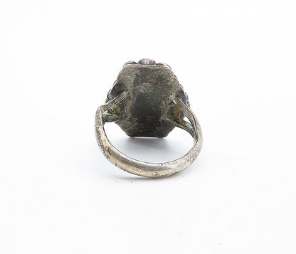 NAVAJO 925 Sterling Silver  Vintage Antique Turquoise Band Ring Sz 5.5  RG4666