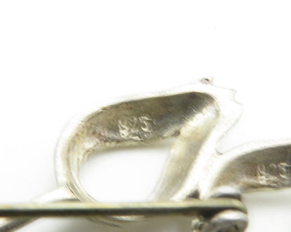925 Sterling Silver  Vintage Shiny Open Tulip Flowers Motif Brooch Pin  BP7437