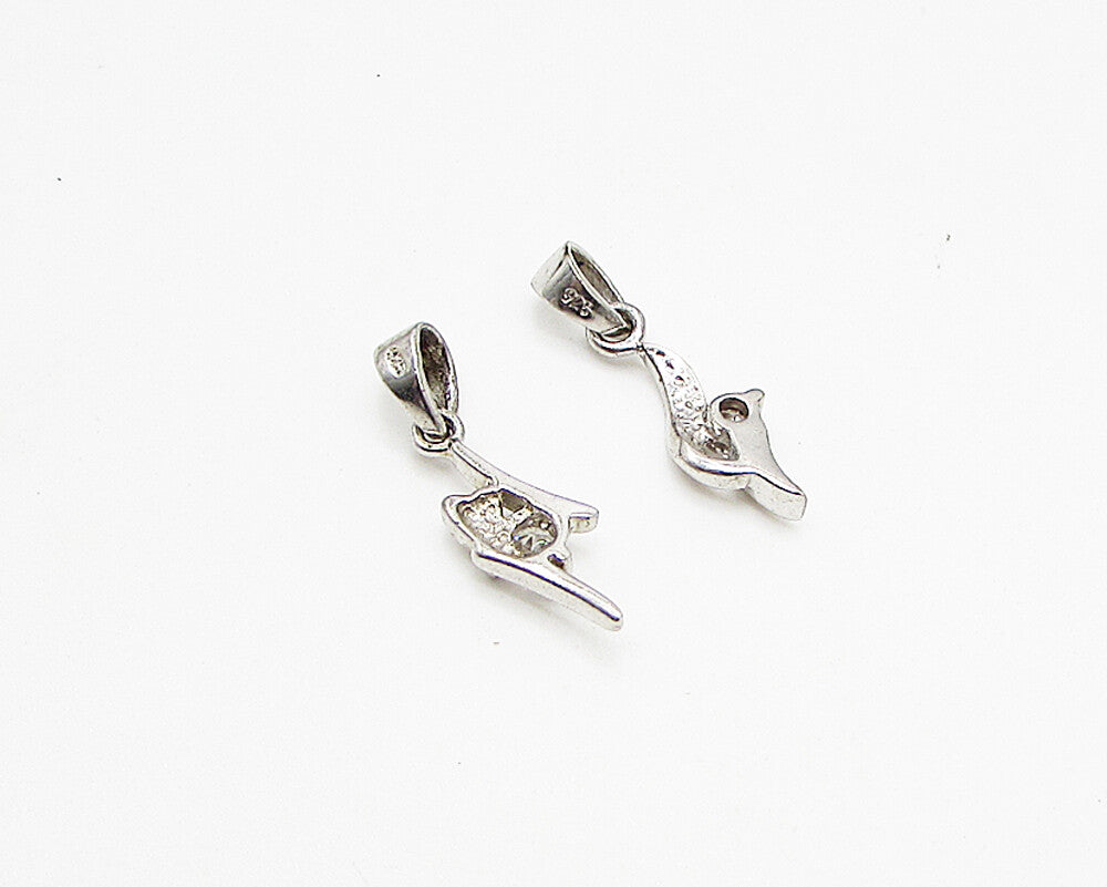 925 Sterling Silver  Lot of 2 White Cubic Zirconia Drop Pendant  PT1941