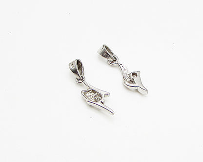 925 Sterling Silver  Lot of 2 White Cubic Zirconia Drop Pendant  PT1941